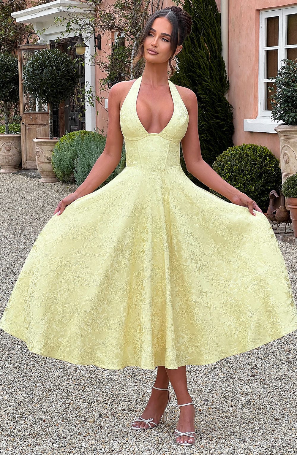 Kerstin | Damen Halter Midi Kleid für Hochzeitsgäste
