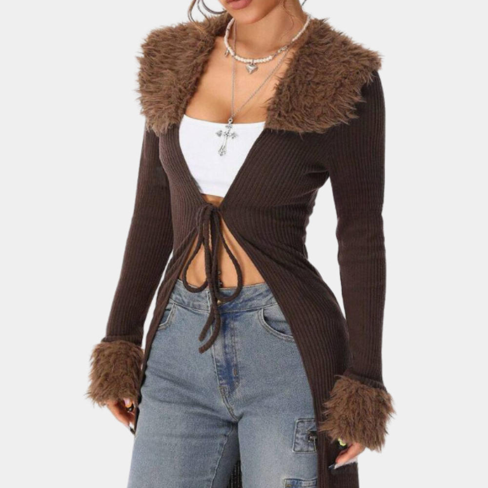 Cardigan Lungo Donna in Maglia Morbida Vestibilità Comoda