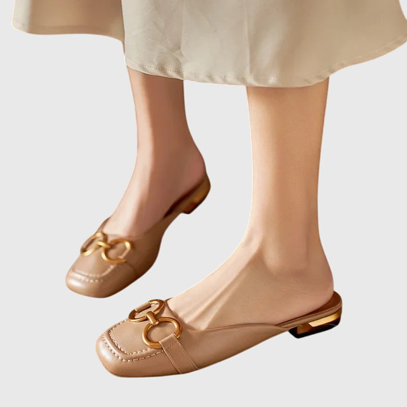 Pauline | Damen Slip-On Sandalen mit Schnallendesign