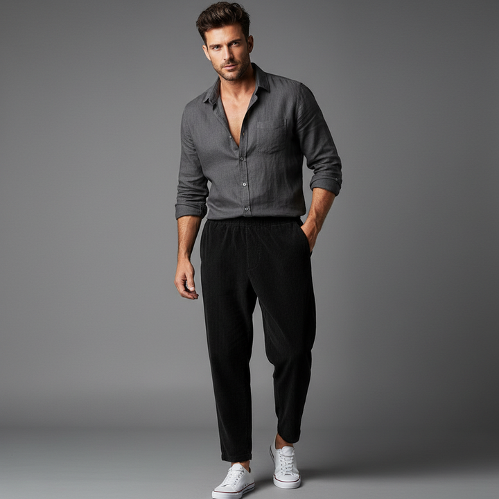 Herrenhose mit Gummibund knöchellang