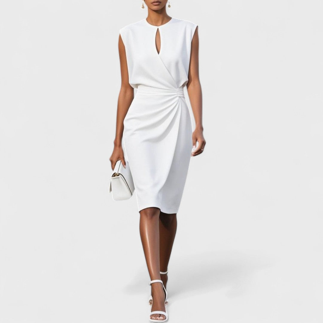 Laura – Elegant Ruched Keyhole Dress for Women - Image 5