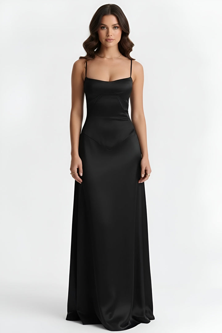 Lila – Elegant Fitted  Long Dress with Thin Straps for women - Image 7