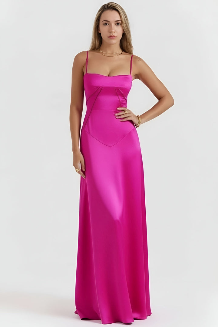 Lila – Elegant Fitted  Long Dress with Thin Straps for women - Image 5