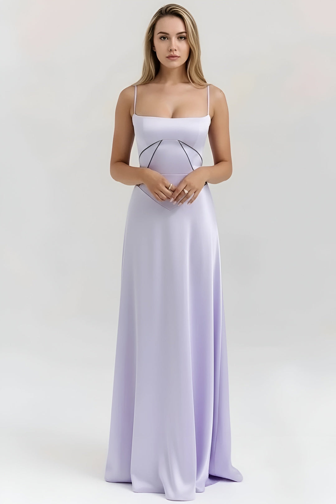 Lila – Elegant Fitted  Long Dress with Thin Straps for women - Image 1