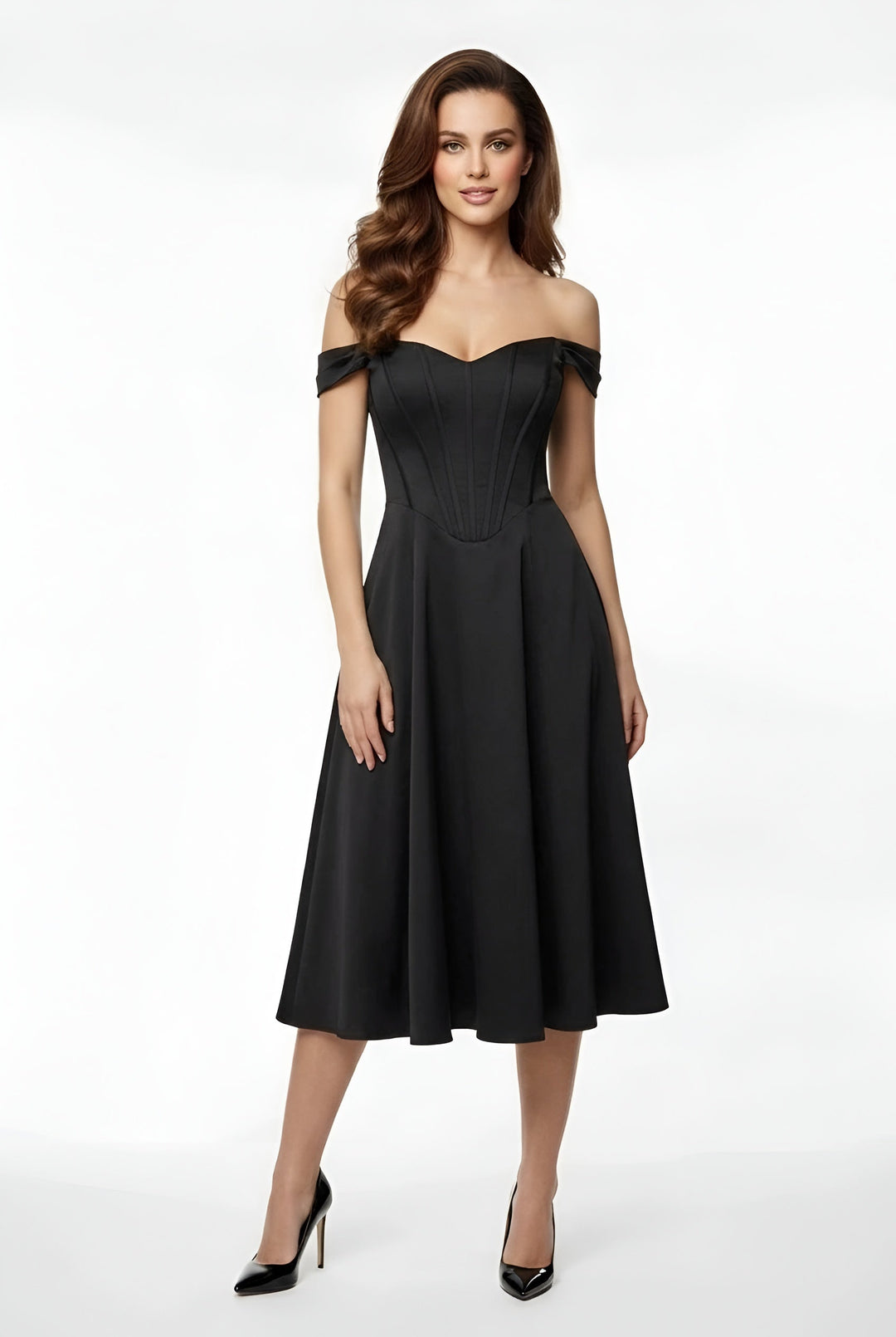 Franziska – Elegant off shoulder party dress midi with slit for Women - Image 7