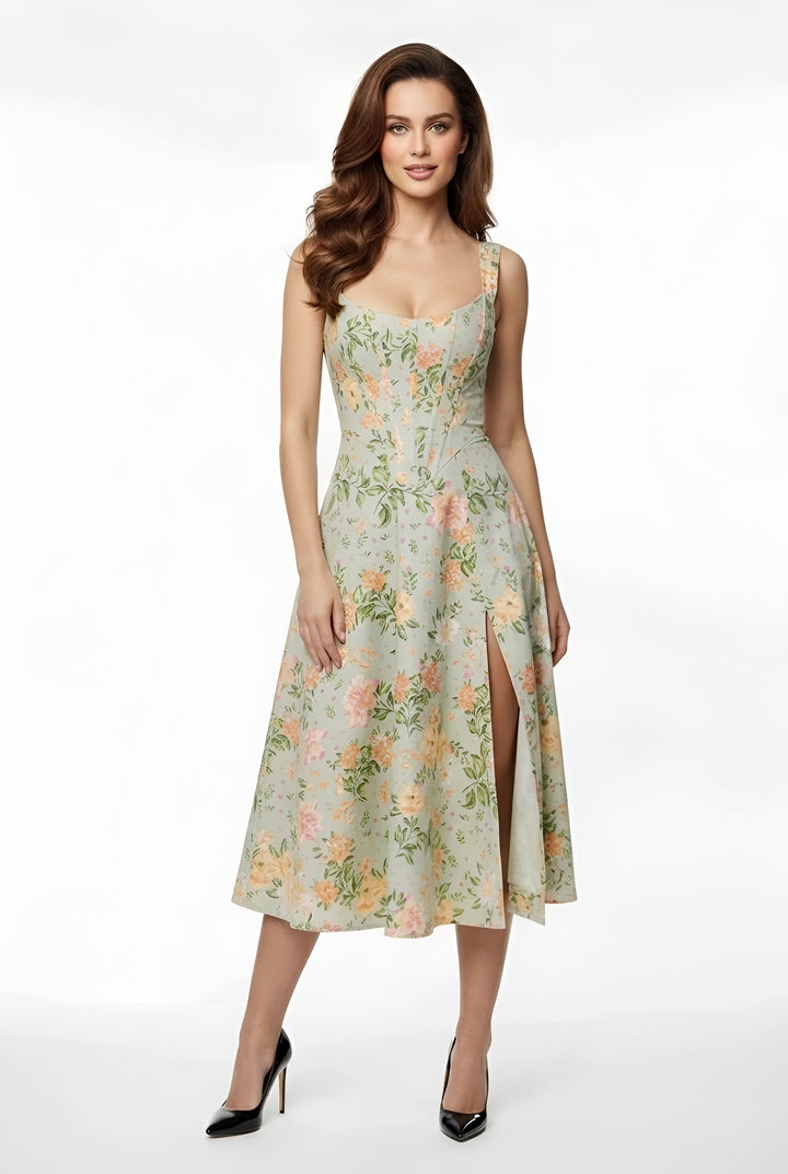 Franziska – Elegant off shoulder party dress midi with slit for Women - Image 9