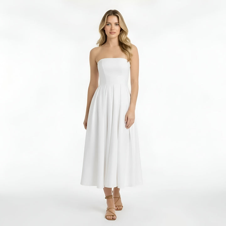 Gisela – Elegant strapless midi dress with full skirt for Women - Image 7