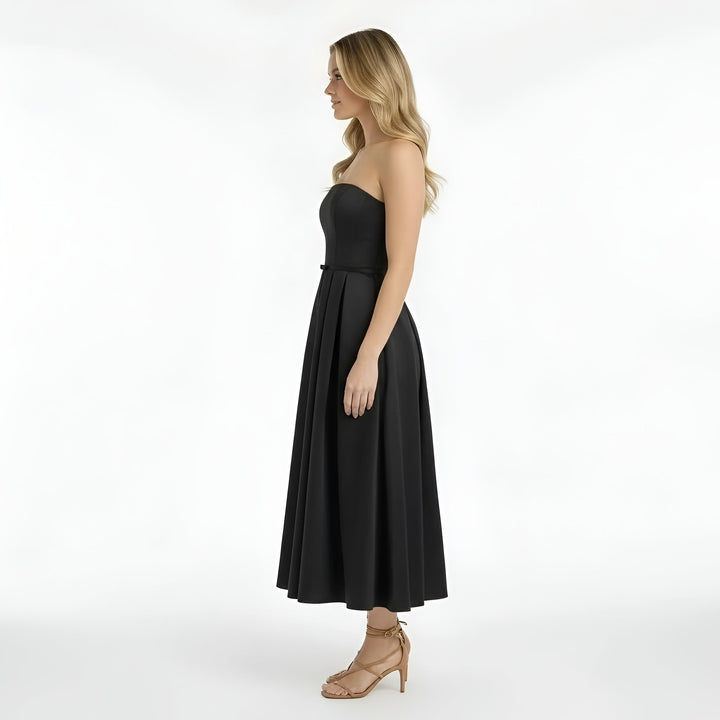 Gisela – Elegant strapless midi dress with full skirt for Women - Image 2
