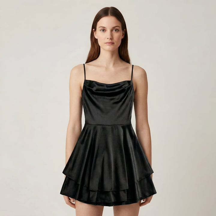 Luna – Elegant Mini satin Dress with straps for Women - Image 8