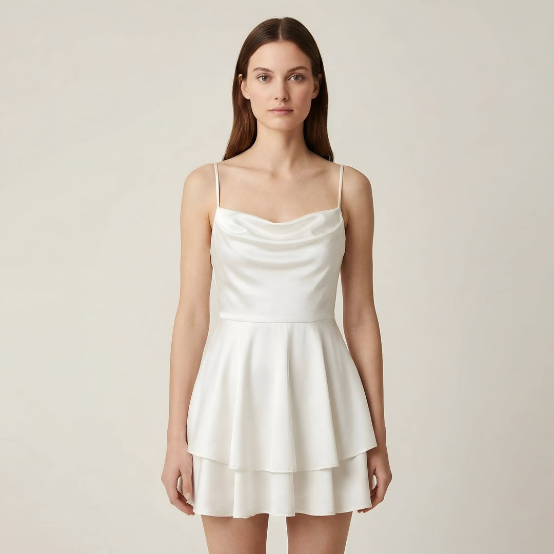 Luna – Elegant Mini satin Dress with straps for Women - Image 4