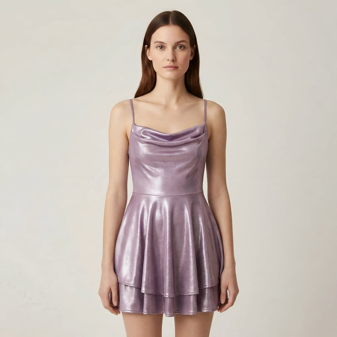 Luna – Elegant Mini satin Dress with straps for Women - Image 13