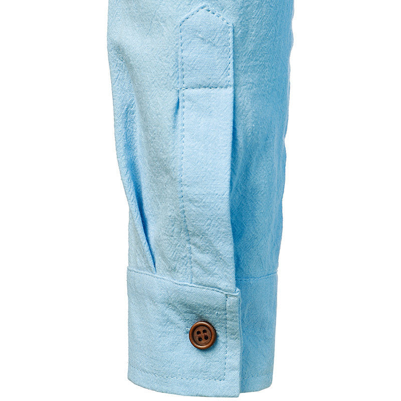Dennis – Vintage Long Sleeve Linen Shirt for Men - Image 2