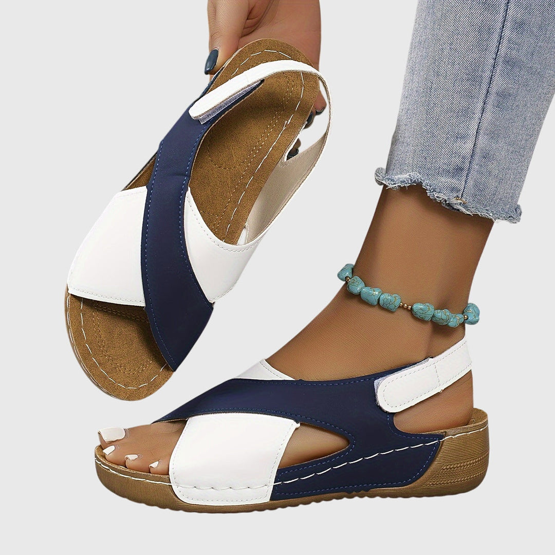 Christoph | Damen Freizeit-Sandalen in zweifarbigem Design mit offenem Zehenbereich