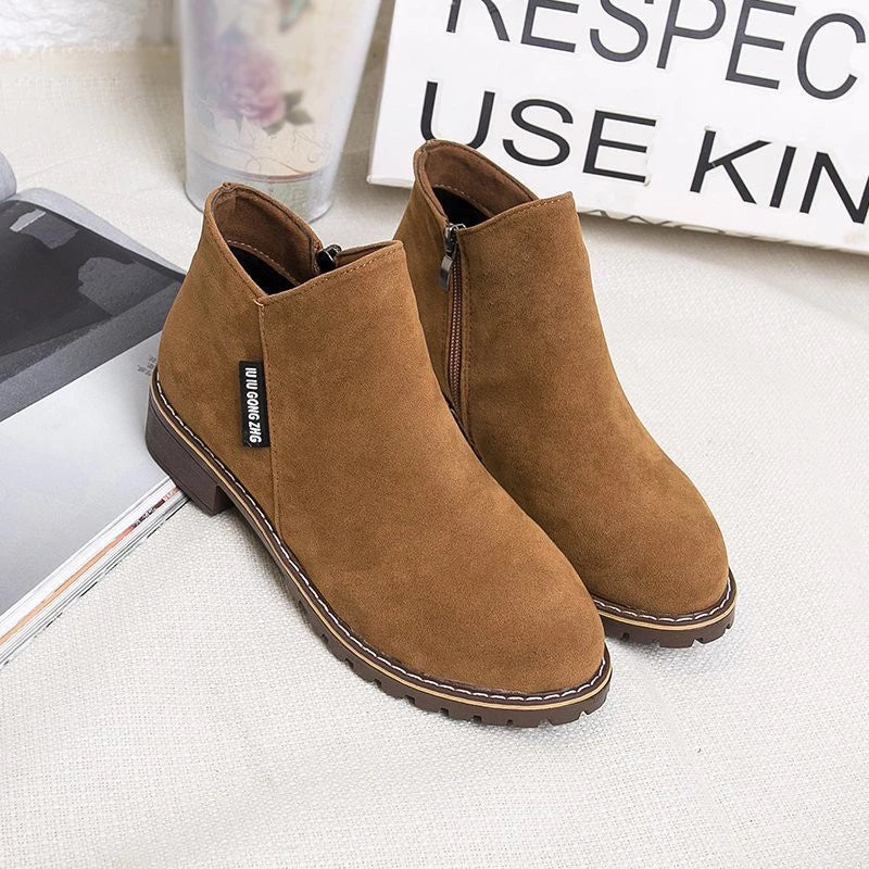 Winterstiefel Damen Mit Blockabsatz | Seitlicher Reißverschluss Stiefeletten