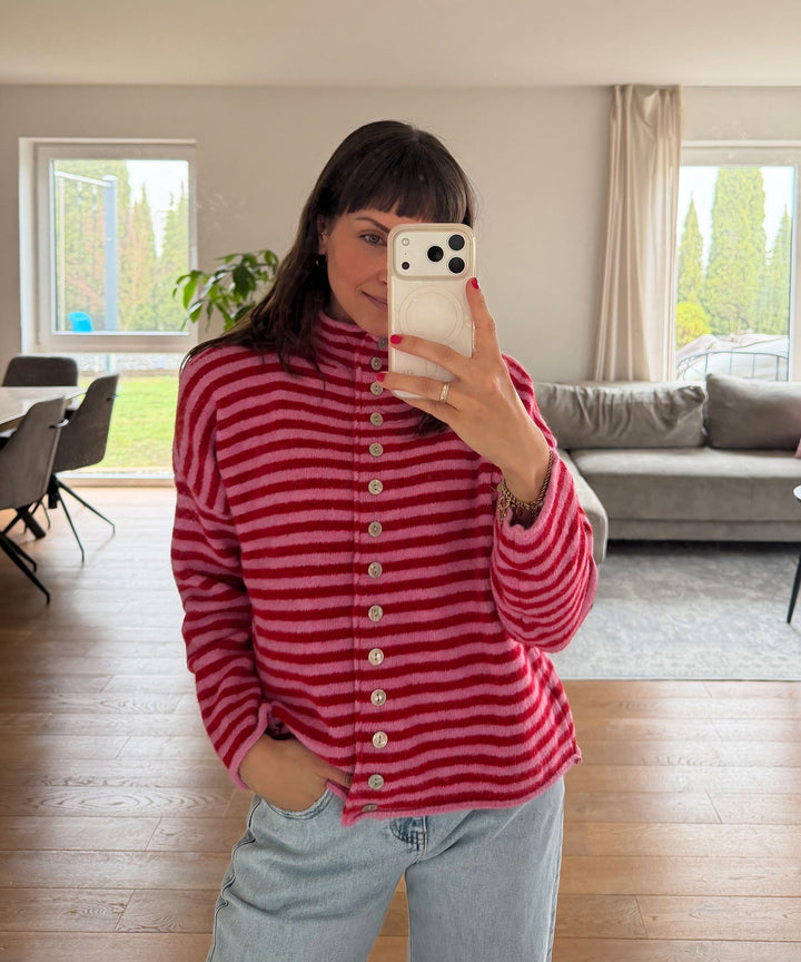 Cardigan Felicia Streifen Rot Pink Ladypolitan ♡