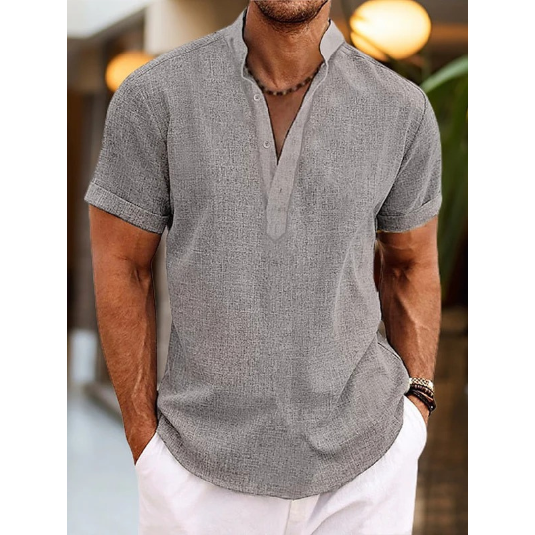 Felix | Herren Leinen Henley Shirt Sommer Stilvoll