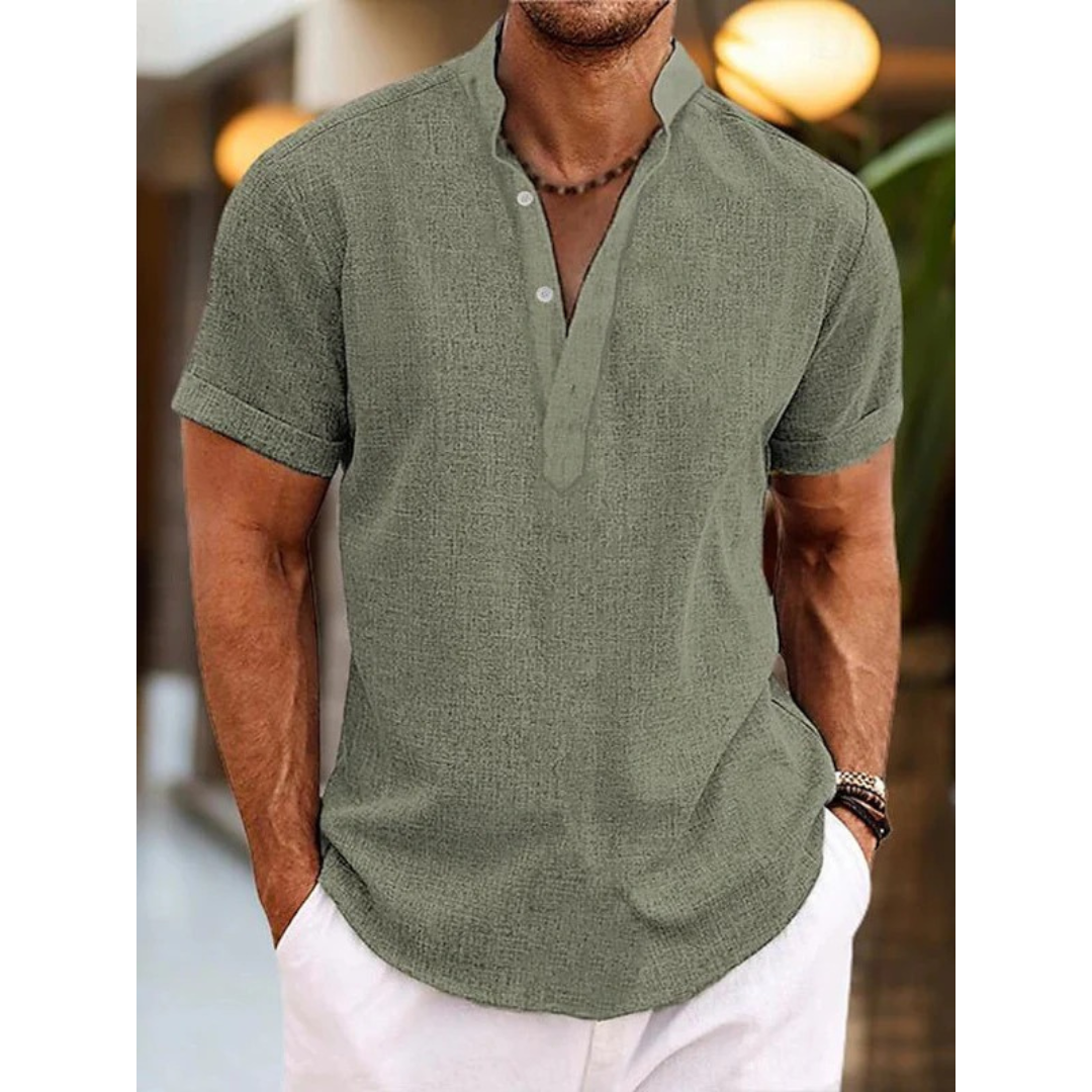 Felix | Herren Leinen Henley Shirt Sommer Stilvoll