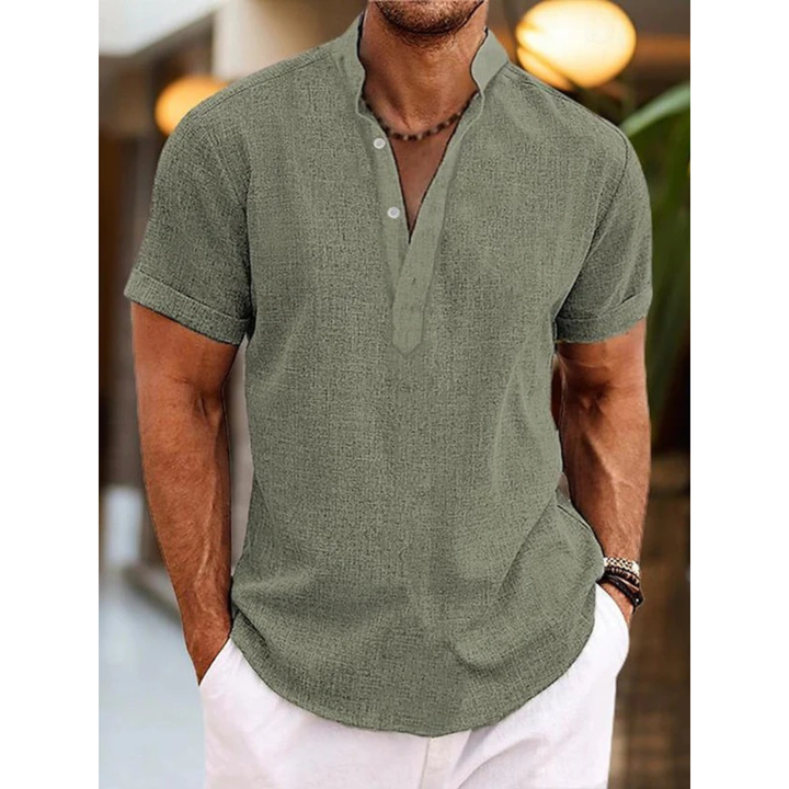 Felix | Herren Leinen Henley Shirt Sommer Stilvoll