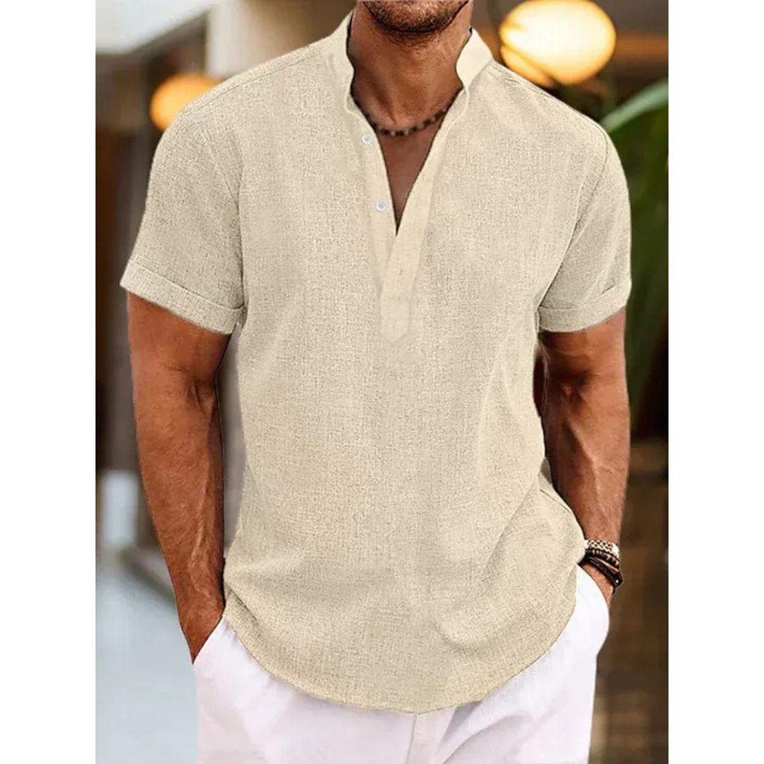 Felix | Herren Leinen Henley Shirt Sommer Stilvoll