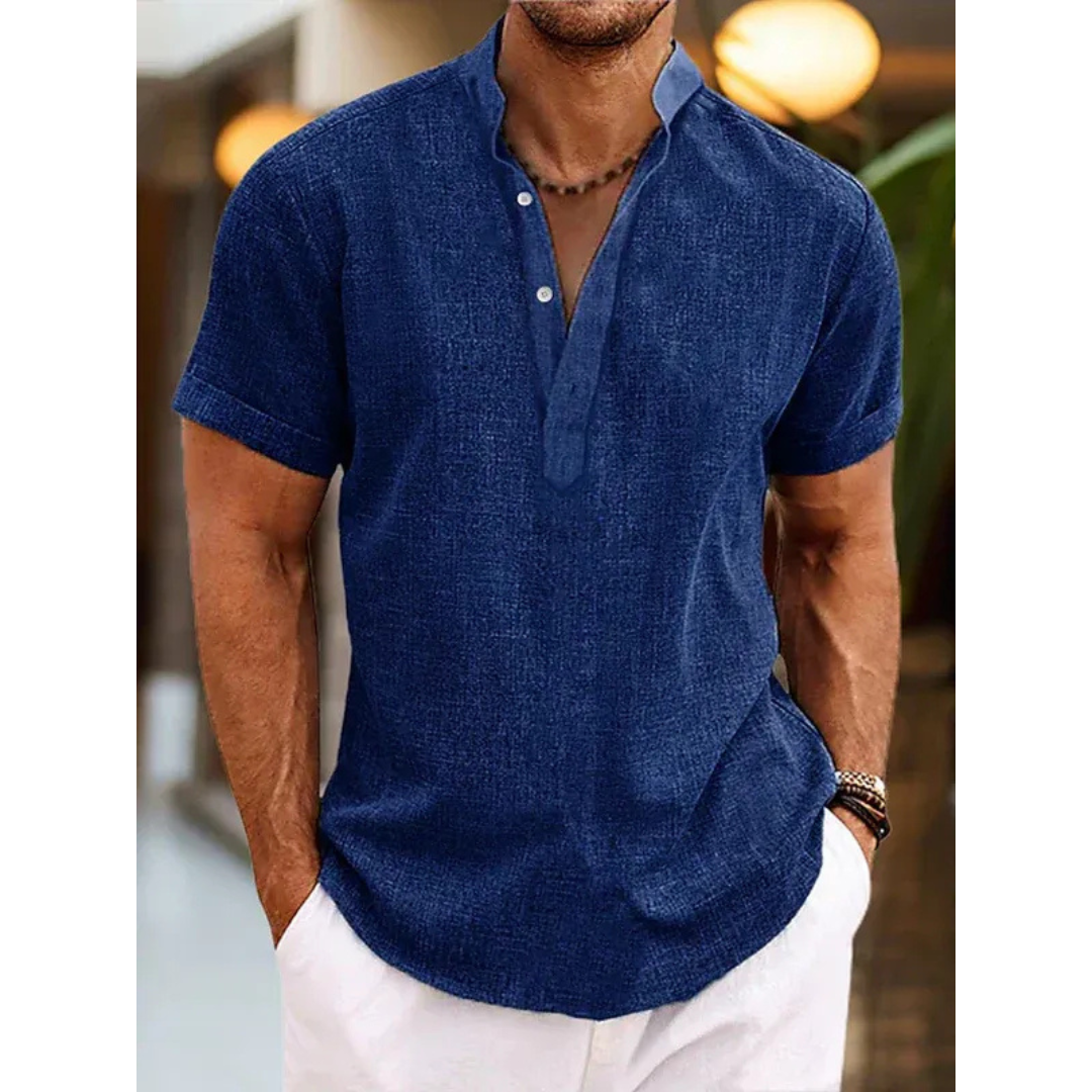 Felix | Herren Leinen Henley Shirt Sommer Stilvoll