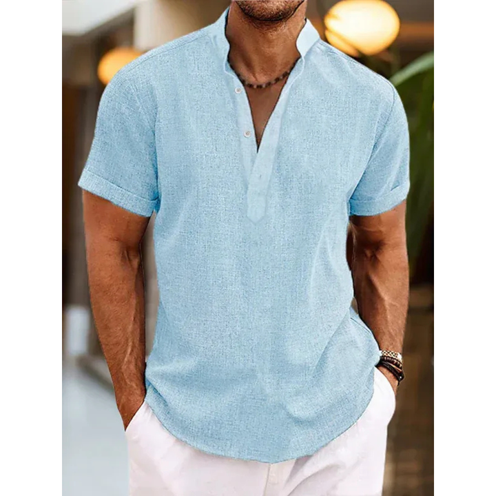 Felix | Herren Leinen Henley Shirt Sommer Stilvoll