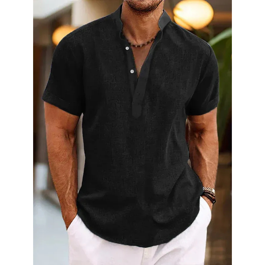 Felix | Herren Leinen Henley Shirt Sommer Stilvoll