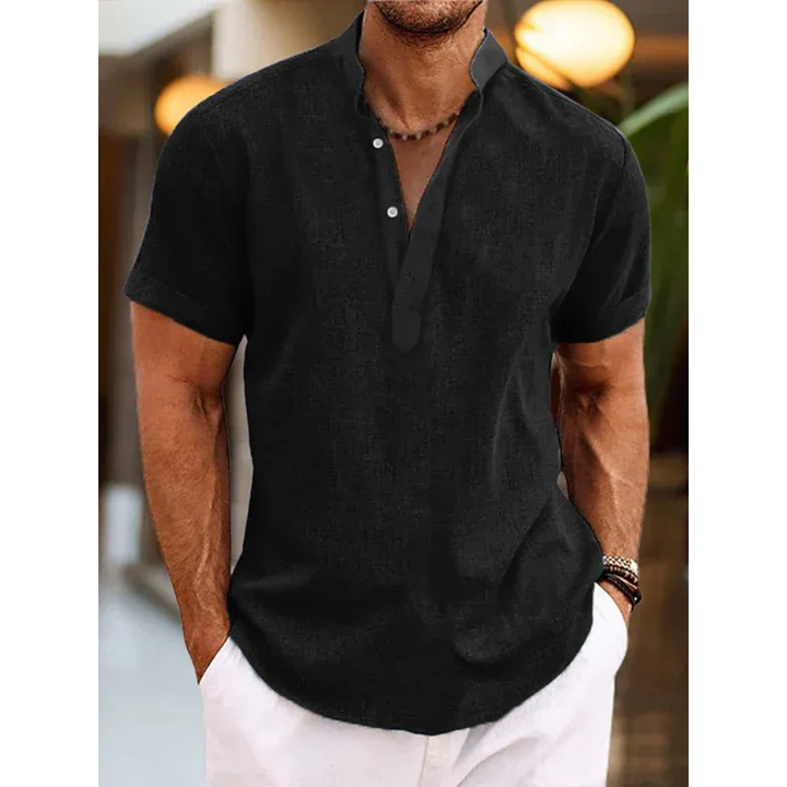 Felix | Herren Leinen Henley Shirt Sommer Stilvoll