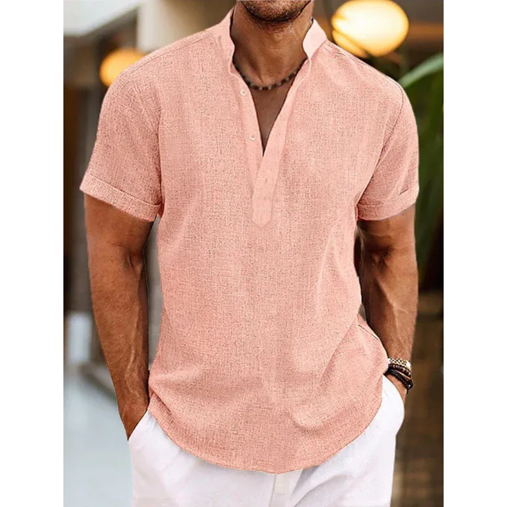Felix | Herren Leinen Henley Shirt Sommer Stilvoll
