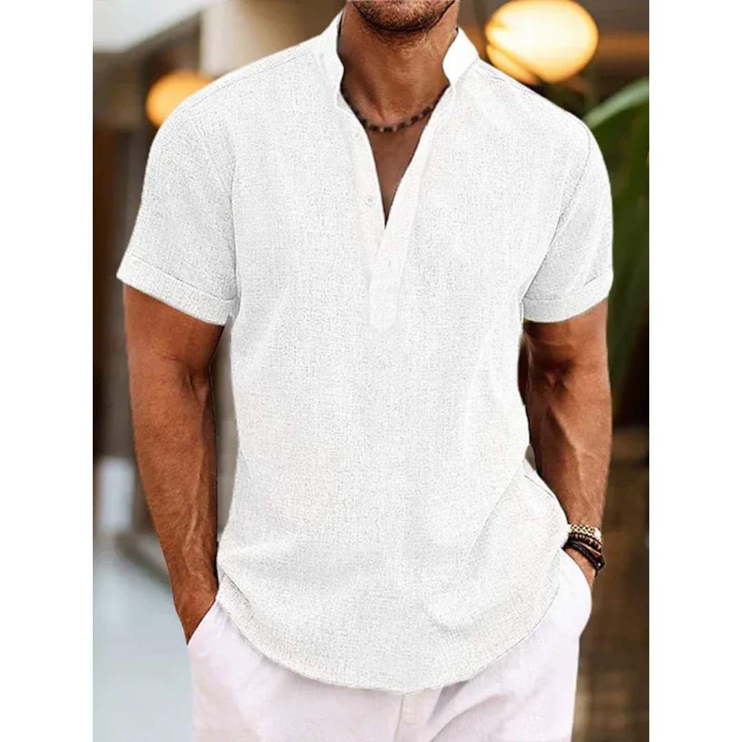 Felix | Herren Leinen Henley Shirt Sommer Stilvoll