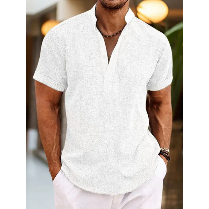 Felix | Herren Leinen Henley Shirt Sommer Stilvoll