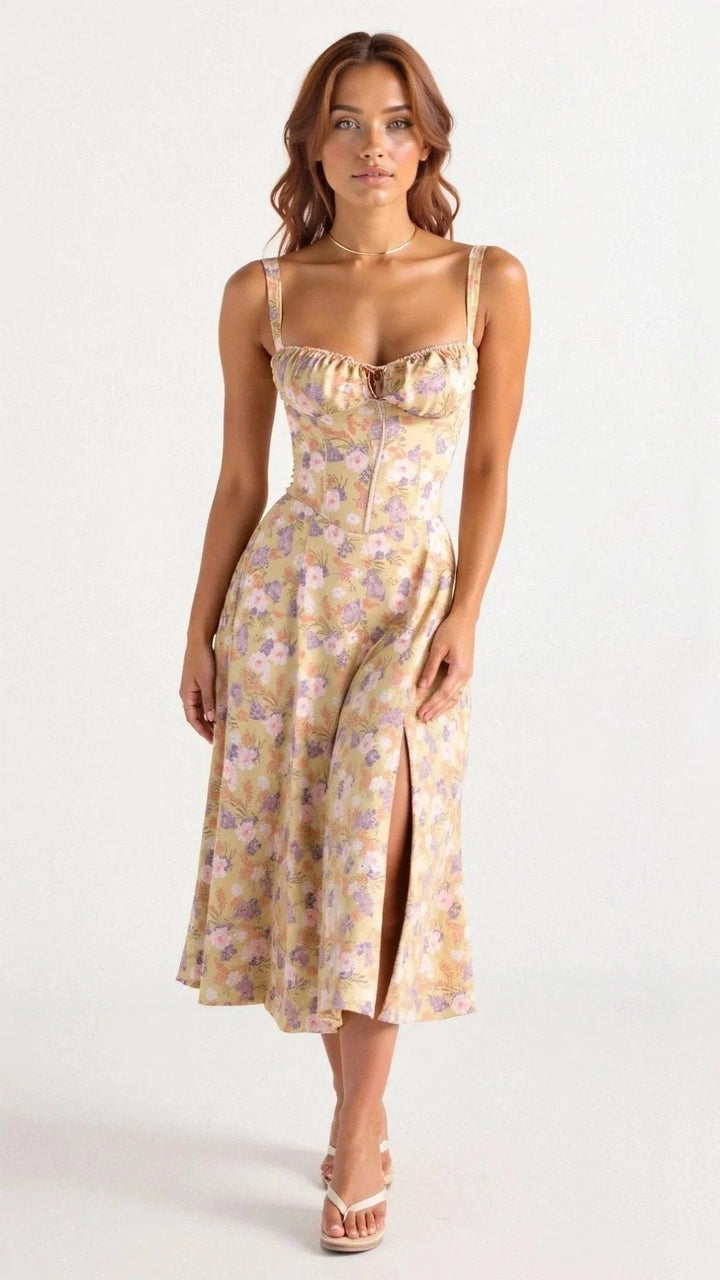 Elegantes Sommerkleid Damen mit Spaghettiträgern | Midi