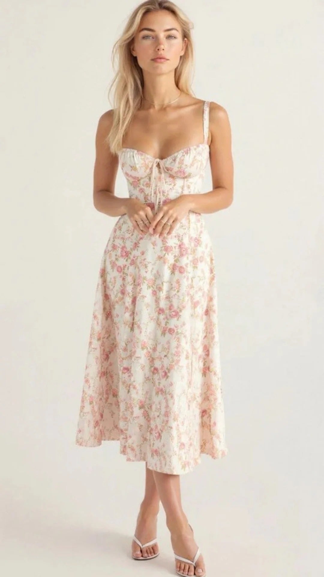 Elegantes Sommerkleid Damen mit Spaghettiträgern | Midi