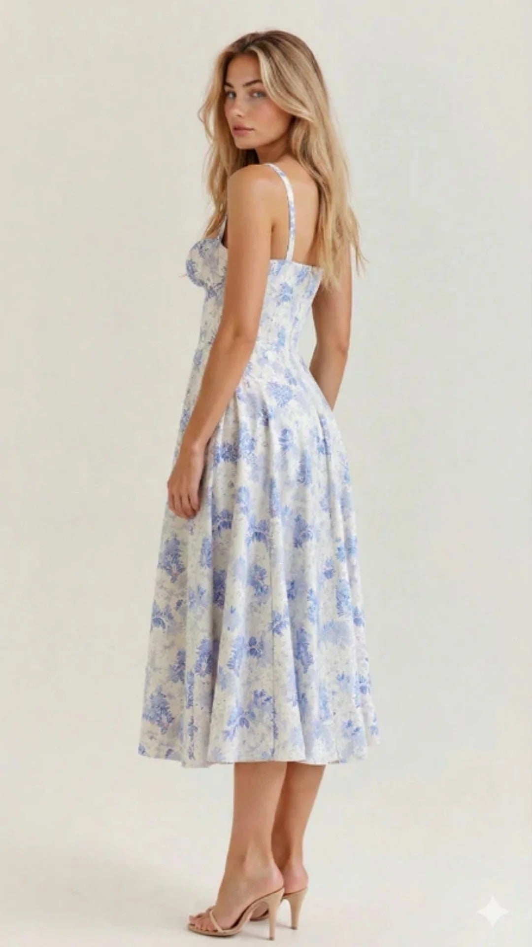 Elegantes Sommerkleid Damen mit Spaghettiträgern | Midi