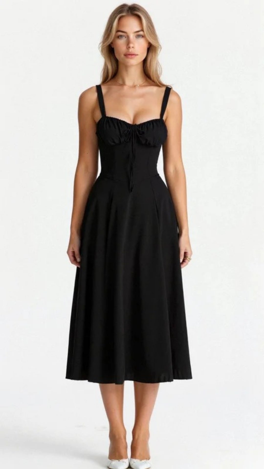 Elegantes Sommerkleid Damen mit Spaghettiträgern | Midi