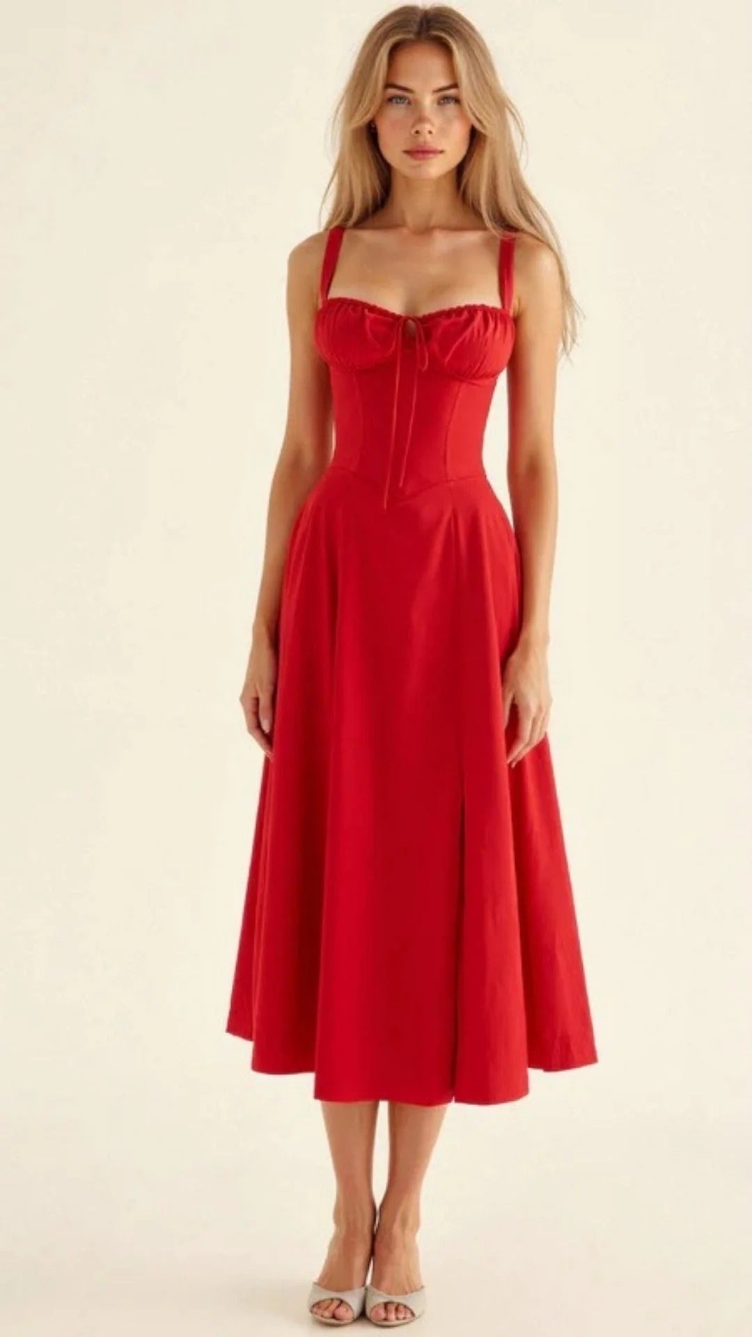 Elegantes Sommerkleid Damen mit Spaghettiträgern | Midi