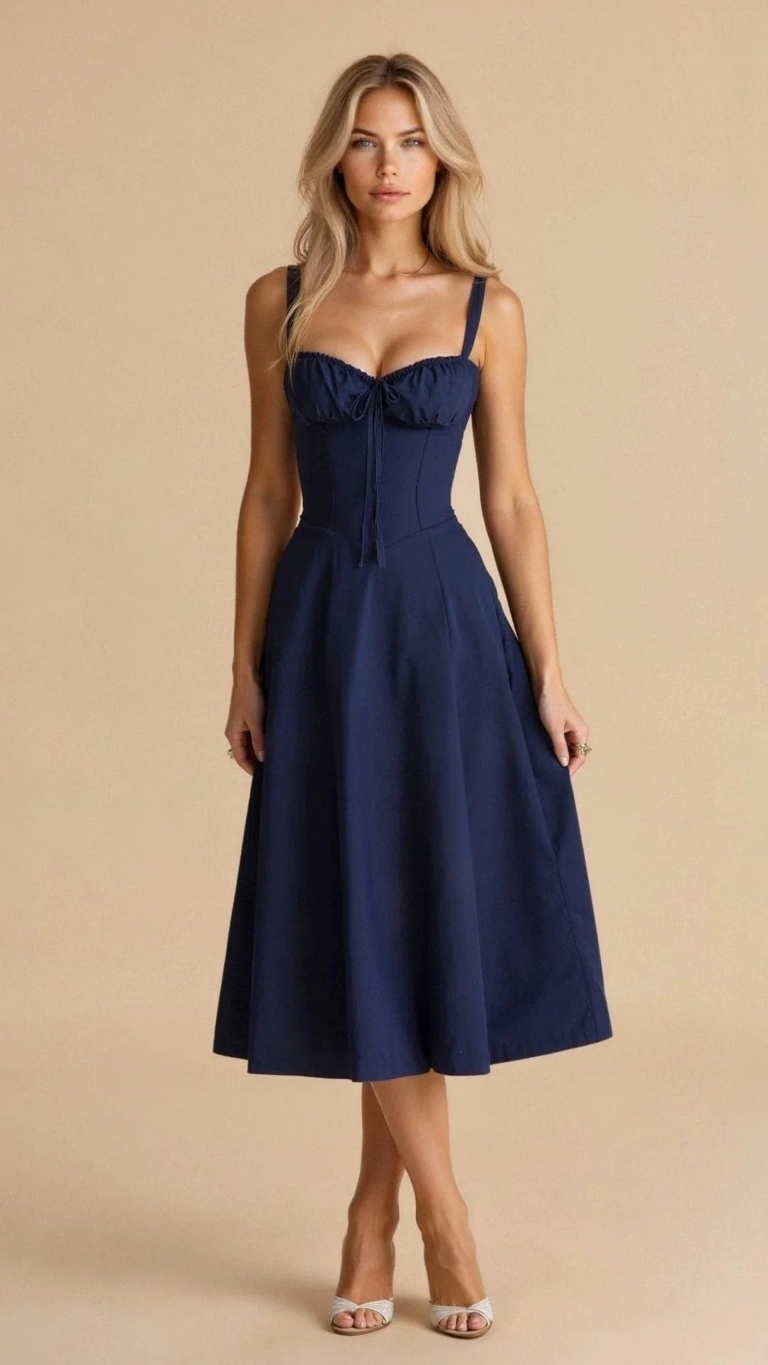 Elegantes Sommerkleid Damen mit Spaghettiträgern | Midi