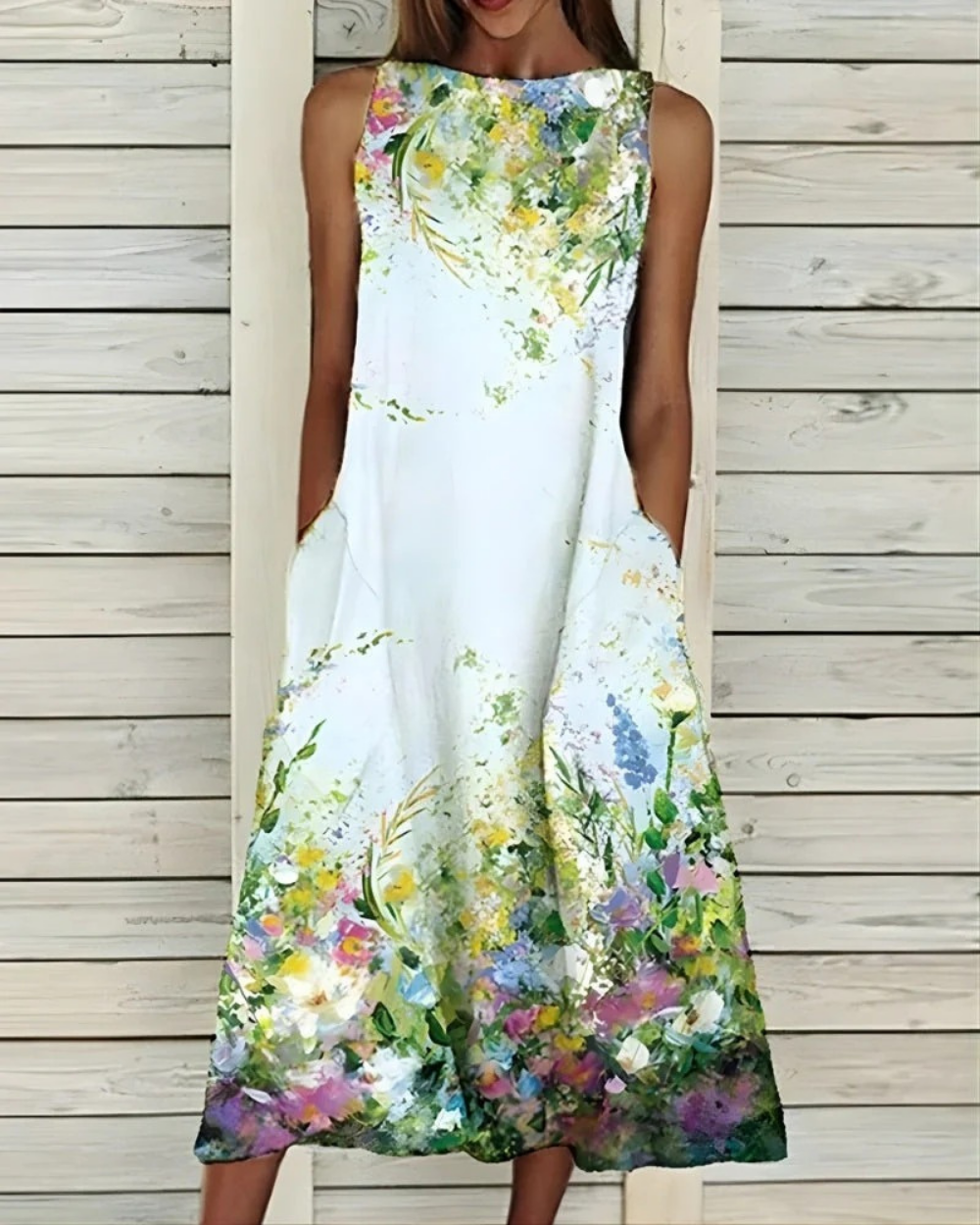 Festliches Sommerkleid für Damen mit Blumenmuster | Midi