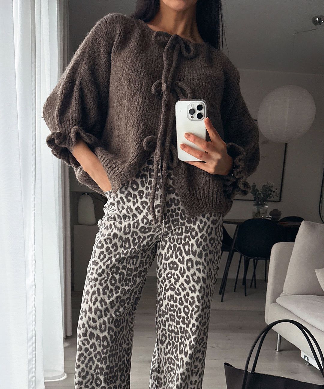 Cardigan Schleife Fia Dreiviertel Braun Ladypolitan ♡