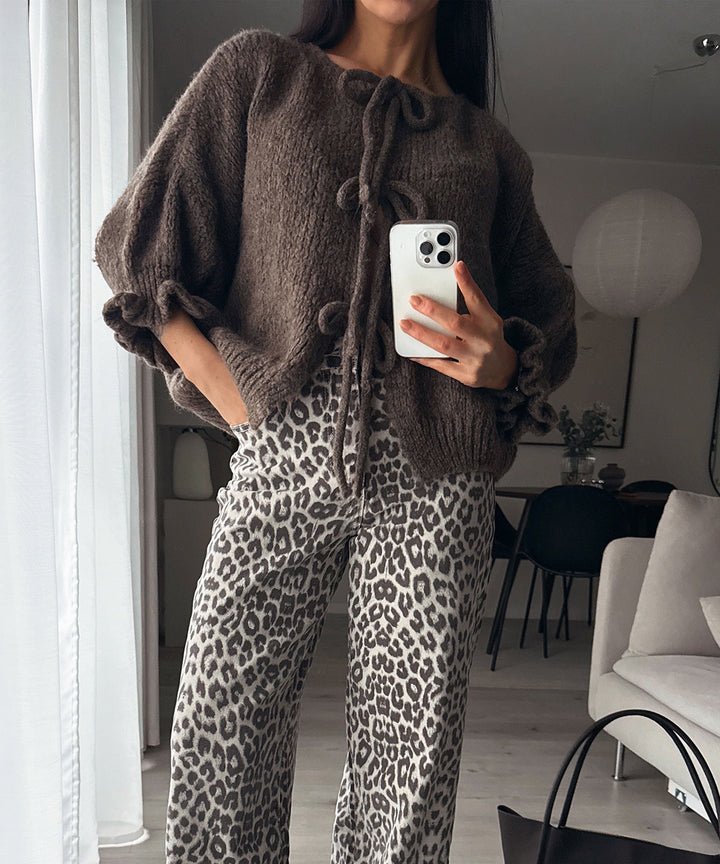Cardigan Schleife Fia Dreiviertel Braun Ladypolitan ♡