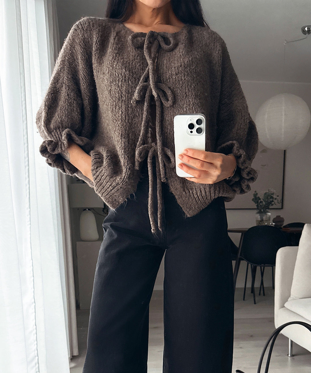 Cardigan Schleife Fia Dreiviertel Braun Ladypolitan ♡