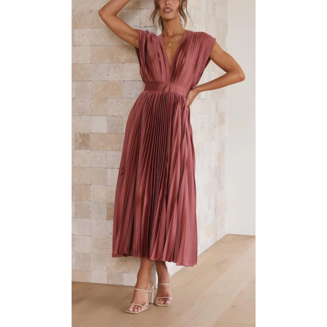 Finja | Damen Maxi Kleid Mit Falten Für Alltag