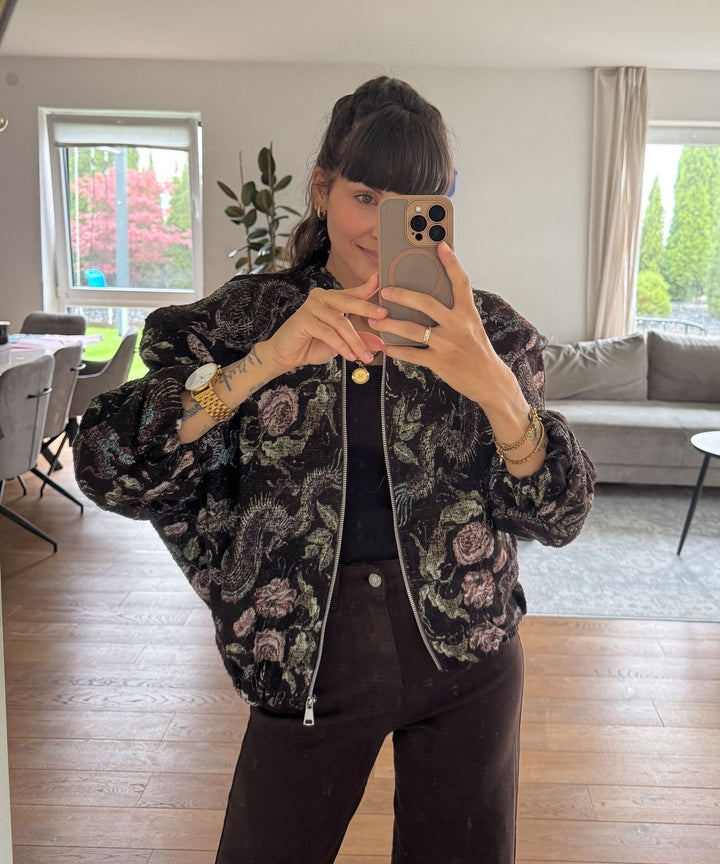 Jacke Flower Rose Dunkelbraun
