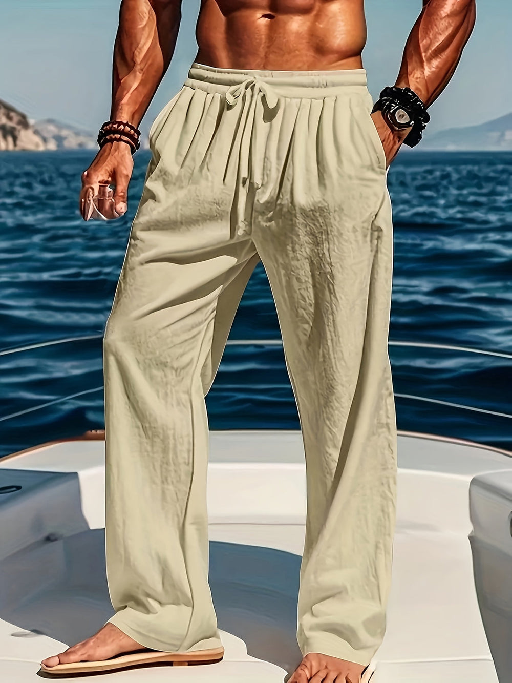 Nicole – Men's Yoga & Beach Pants Cotton-Linen for Men - Image 2