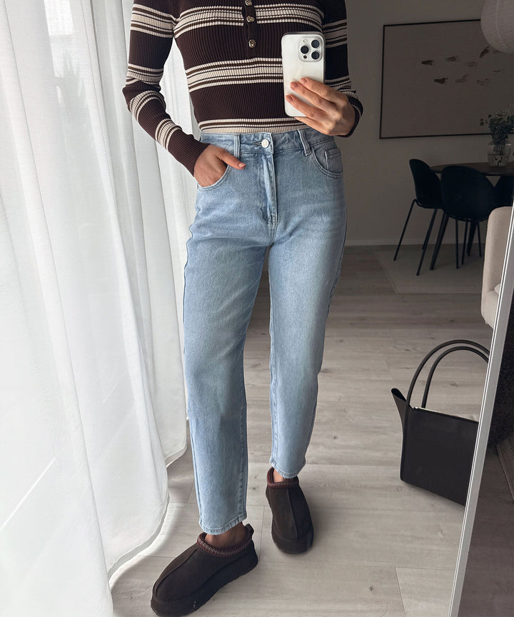 Stretch Mom Jeans Franka Hellblau