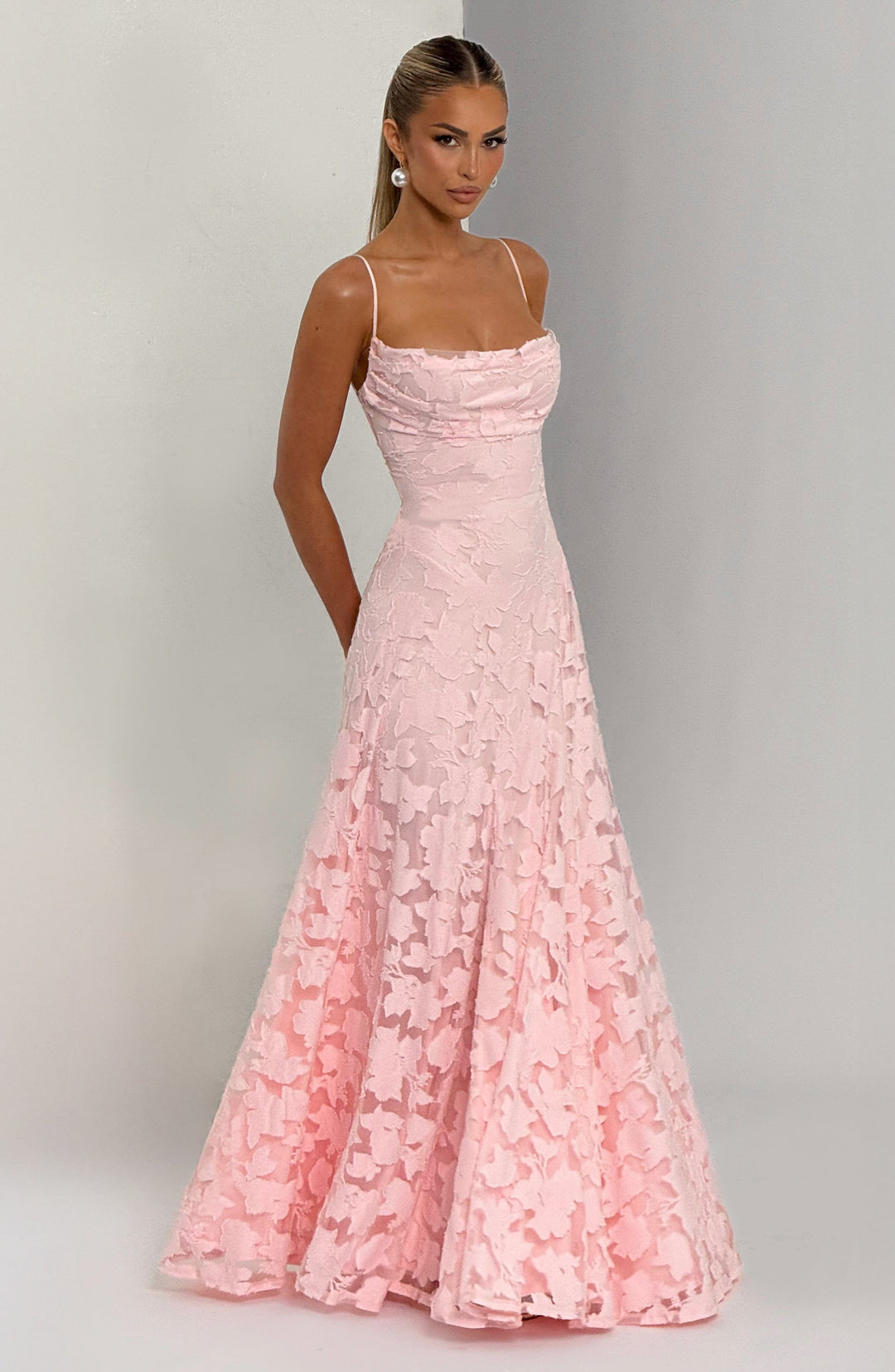 Damen Maxikleid mit Blumenstruktur