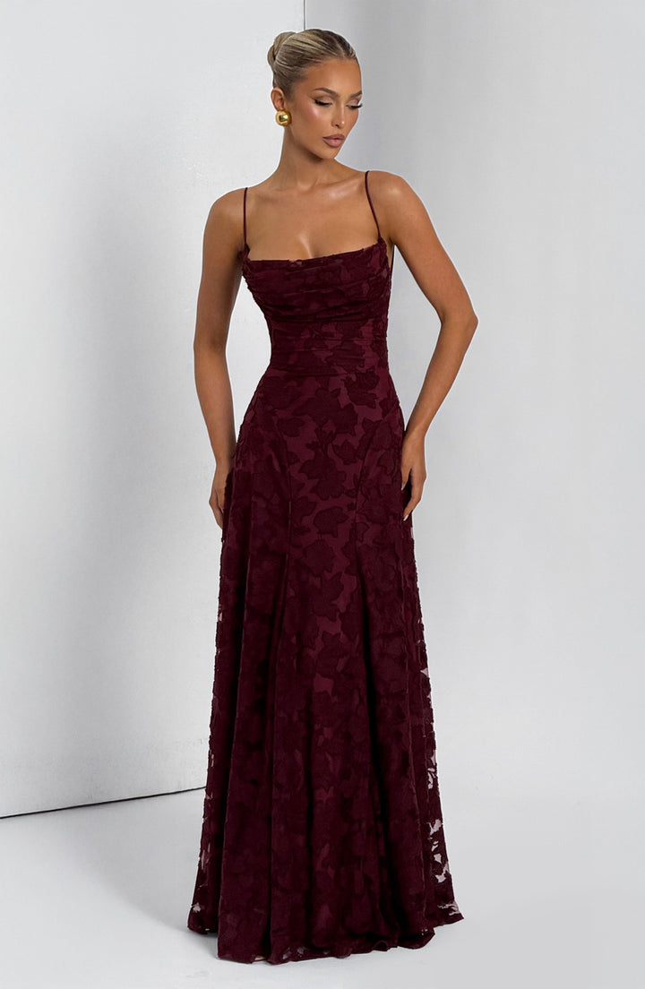Damen Maxikleid mit Blumenstruktur