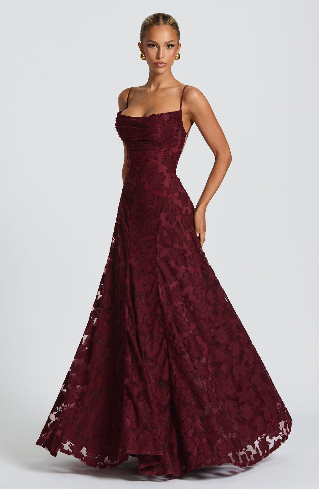 Damen Maxikleid mit Blumenstruktur