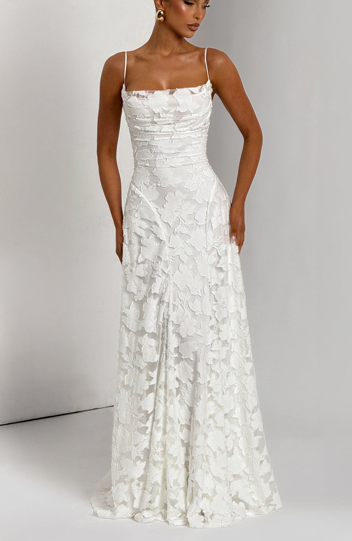 Damen Maxikleid mit Blumenstruktur