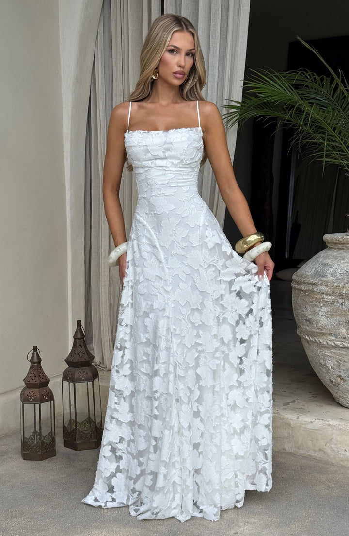 Damen Maxikleid mit Blumenstruktur