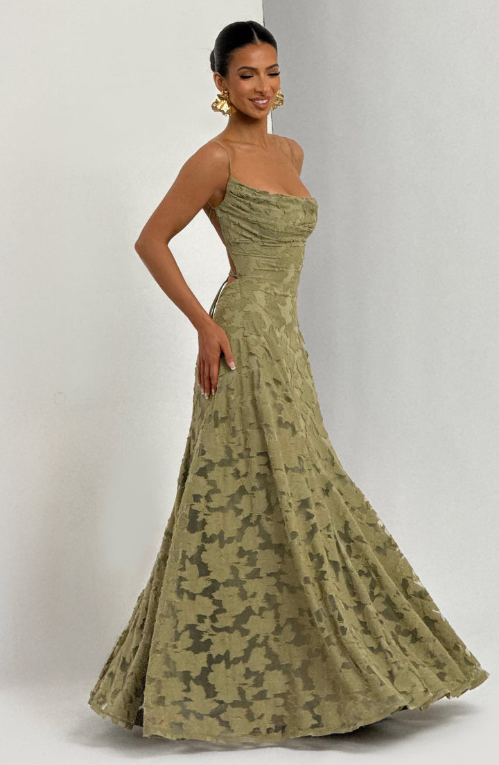 Damen Maxikleid mit Blumenstruktur